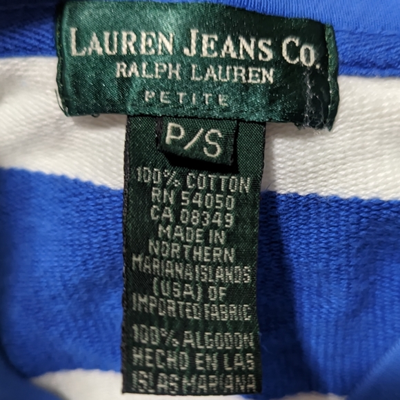 Ralph Lauren Jeans Blue Striped V-Neck Sweatshirt - Picture 5 of 6